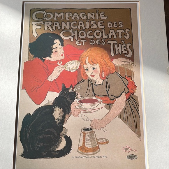 Framed Steinlen Art Nouveau Print | Companie Francaise des Chocolats et des Thès - Picture 2 of 9